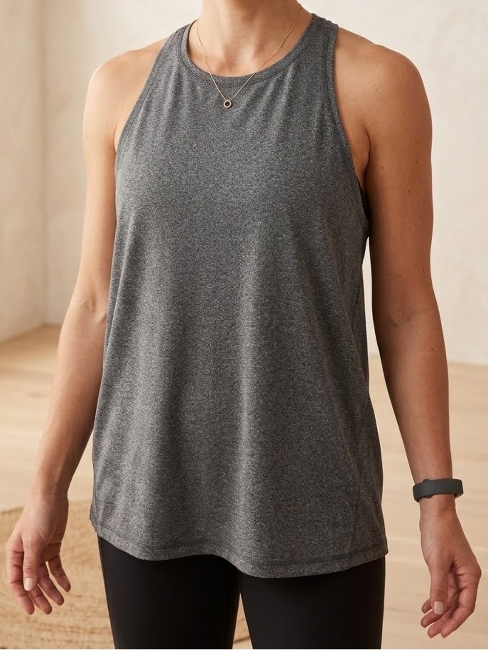 Tek Gear Athletic Tank Charcoal Heather High-Neck large athleisure yoga workout
